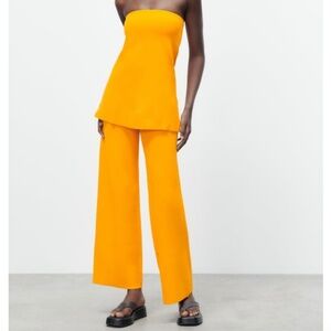 Zara Knit Palazzo Pants & Strapless Tank Set